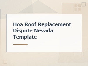 Nevada Hoa Roof Replacement Dispute Template