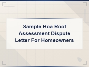 Sample Hoa Roof Assessment Dispute Letter for Homeowners
